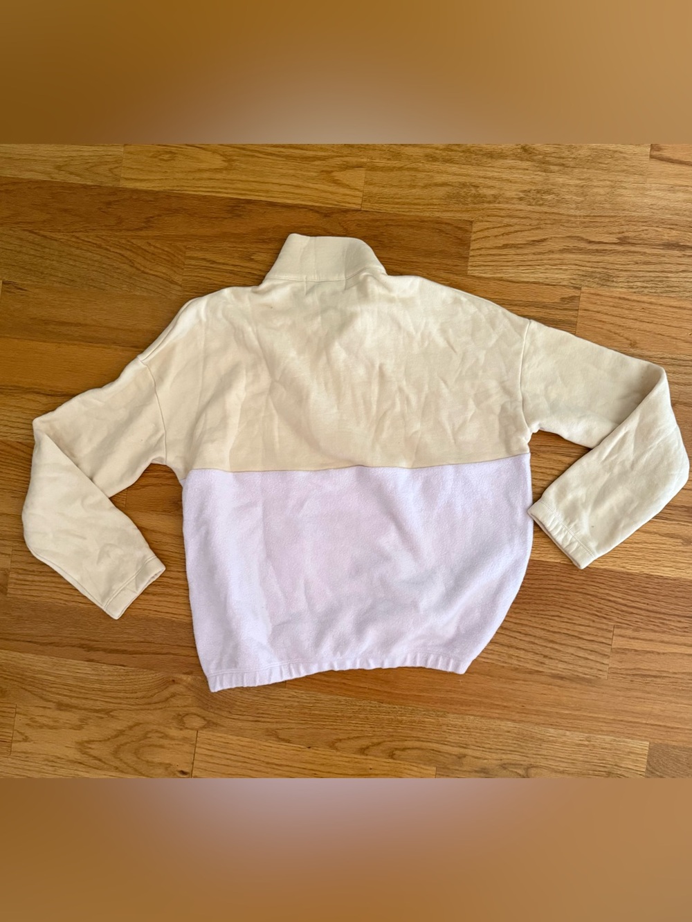 Wildfox Colorblock Half-Zip Pullover Sweater in Cream/Lavender/Blue Large - Picture 2 of 4